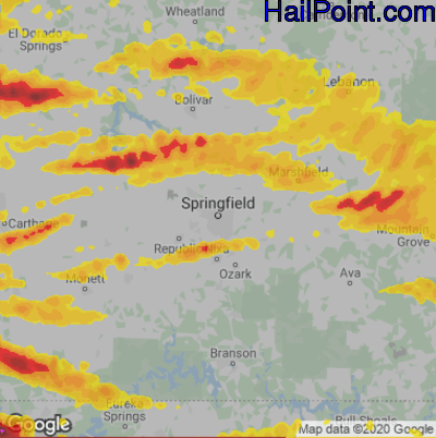 Hail Map for Springfield, MO Region on May 4, 2020