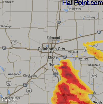 Hail Map for Oklahoma City, OK Region on May 4, 2020