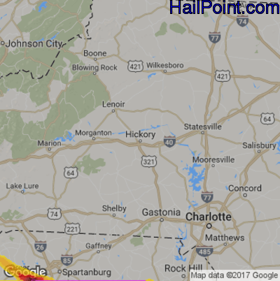 Hail Map for Hickory, NC Region on May 4, 2020 