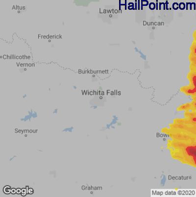 Hail Map for Wichita Falls, TX Region on May 5, 2020 
