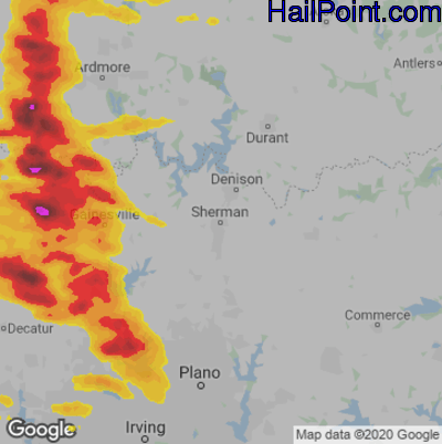 Hail Map for Sherman, TX Region on May 5, 2020