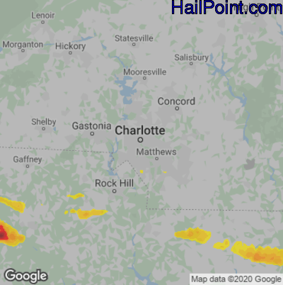 Hail Map for Charlotte, NC Region on May 5, 2020 