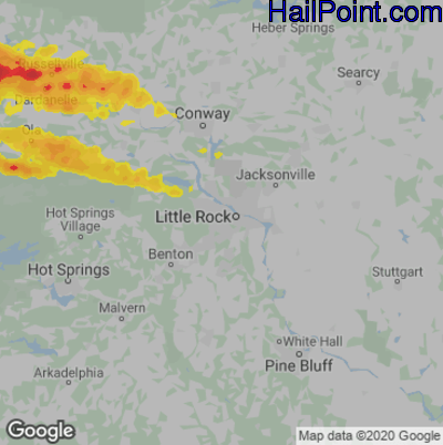 Hail Map for Little Rock, AR Region on May 5, 2020