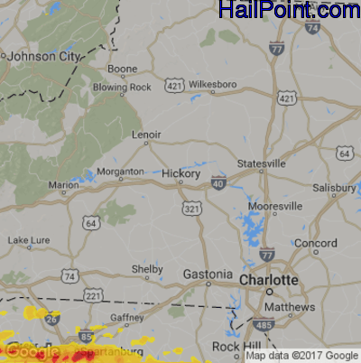 Hail Map for Hickory, NC Region on May 5, 2020 