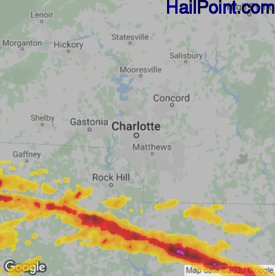Hail Map for Charlotte, NC Region on May 5, 2020