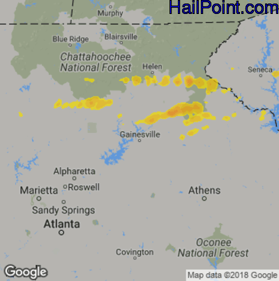 Hail Map for Gainsville, GA Region on May 5, 2020