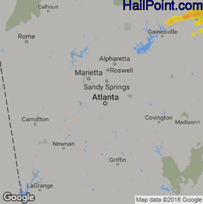Hail Map for Atlanta, GA Region on May 5, 2020