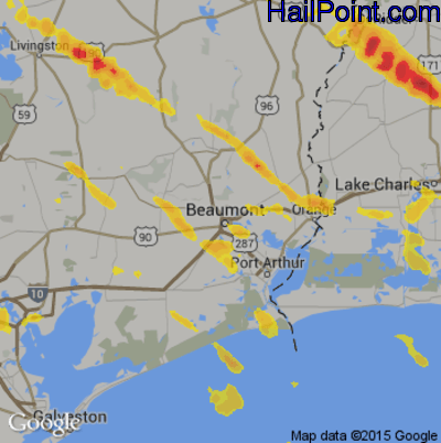 Hail Map for Beaumont, TX Region on May 6, 2020