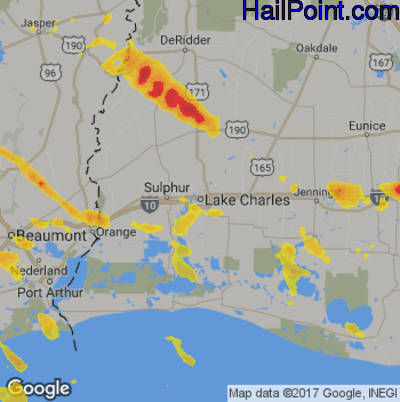 Hail Map for Lake Charles, LA Region on May 6, 2020 