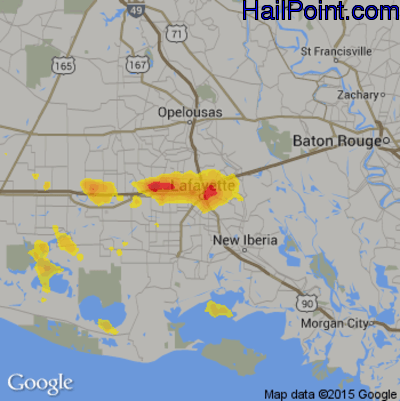 Hail Map for Lafayette, LA Region on May 6, 2020