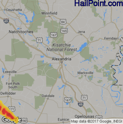 Hail Map for Alexandria, LA Region on May 6, 2020