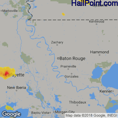 Hail Map for Baton Rouge, LA Region on May 6, 2020