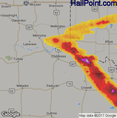 Hail Map for Childress, TX Region on May 7, 2020
