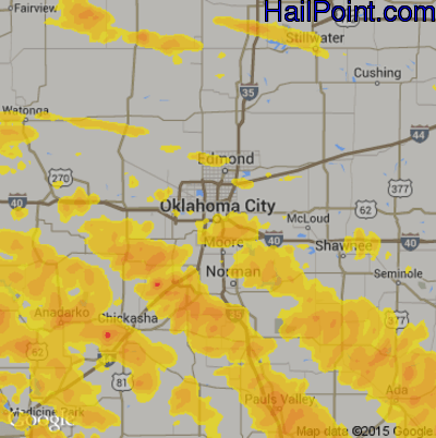 Hail Map for Oklahoma City, OK Region on May 8, 2020