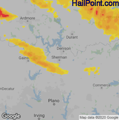 Hail Map for Sherman, TX Region on May 8, 2020
