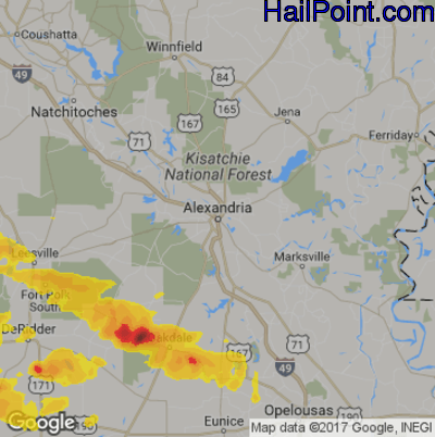 Hail Map for Alexandria, LA Region on May 8, 2020