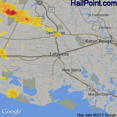 Hail Map for Lafayette, LA Region on May 8, 2020
