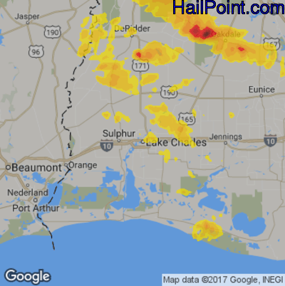 Hail Map for Lake Charles, LA Region on May 8, 2020