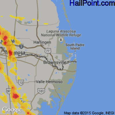 Hail Map for Brownsville, TX Region on May 9, 2020