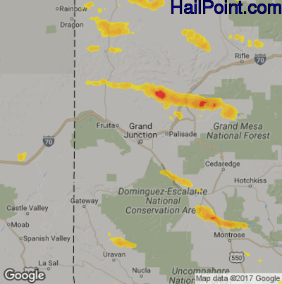 Hail Map for Grand Junction, CO Region on May 11, 2020