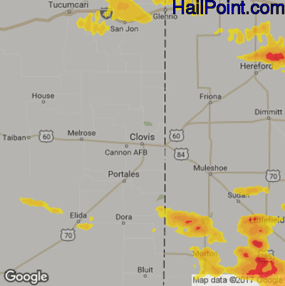 Hail Map for Clovis, NM Region on May 11, 2020