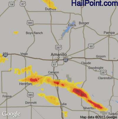 Hail Map for Amarillo, TX Region on May 11, 2020