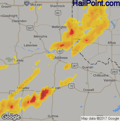 Hail Map for Childress, TX Region on May 13, 2020