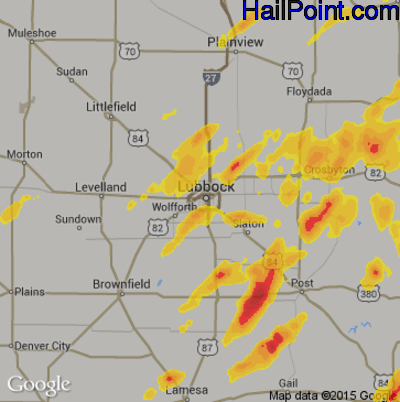 Hail Map for Lubbock, TX Region on May 13, 2020