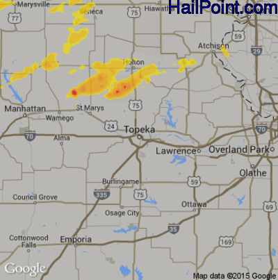 Hail Map for Topeka, KS Region on May 14, 2020