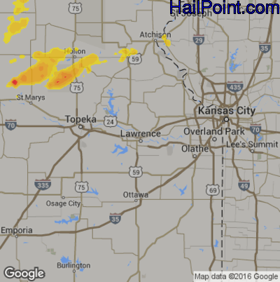 Hail Map for Lawerence, KS Region on May 14, 2020
