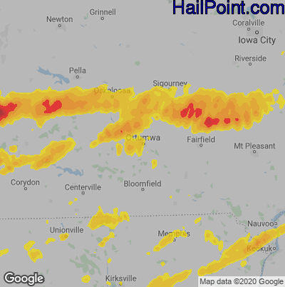 Hail Map for Ottumwa, IA Region on May 14, 2020
