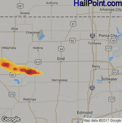 Hail Map for Enid, OK Region on May 15, 2020