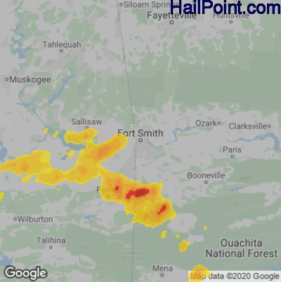 Hail Map for Forth Smith, AR Region on May 15, 2020