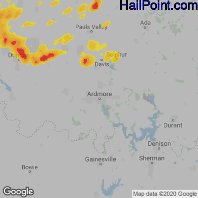 Hail Map for Ardmore, OK Region on May 15, 2020