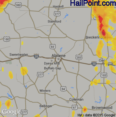 Hail Map for Abilene, TX Region on May 15, 2020