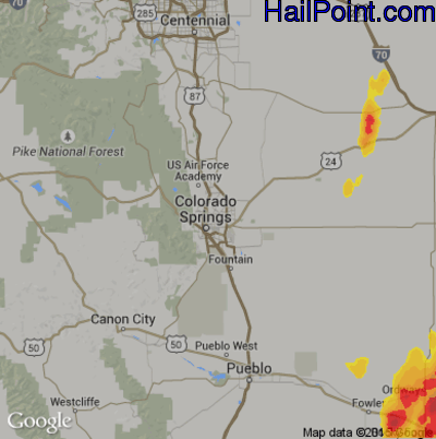 Hail Map for Colorado Springs, CO Region on May 19, 2020