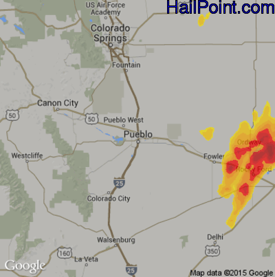 Hail Map for Pueblo, CO Region on May 19, 2020