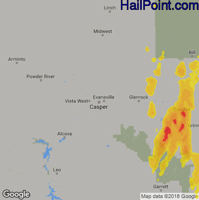 Hail Map for Casper, WY Region on May 20, 2020
