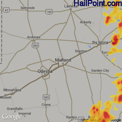 Hail Map for Midland, TX Region on May 20, 2020