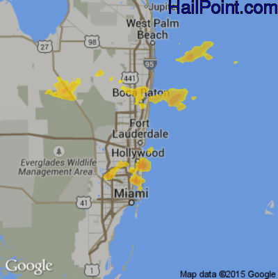 Hail Map for Fort Lauderdale, FL Region on May 20, 2020 