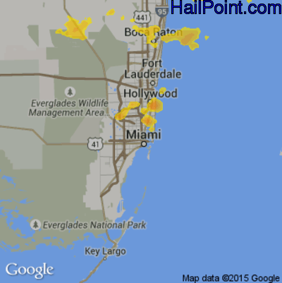 Hail Map for Miami, FL Region on May 20, 2020 