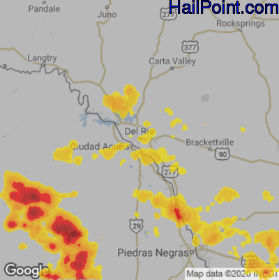 Hail Map for Del Rio, TX Region on May 20, 2020