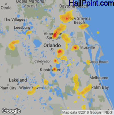 Hail Map for Orlando, FL Region on May 21, 2020