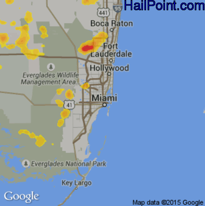 Hail Map for Miami, FL Region on May 21, 2020