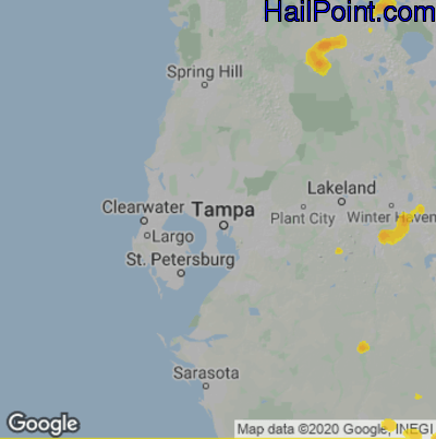 Hail Map for Tampa, FL Region on May 21, 2020