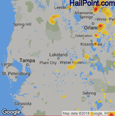 Hail Map for Lakeland, FL Region on May 21, 2020