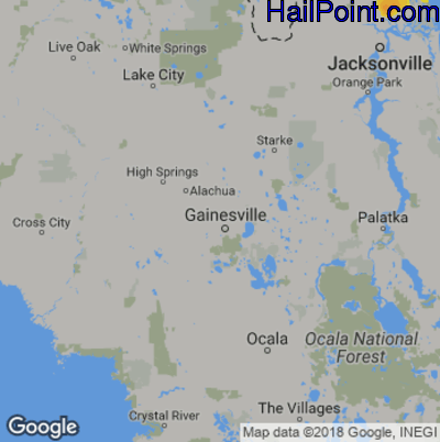 Hail Map for Gainesville, FL Region on May 21, 2020