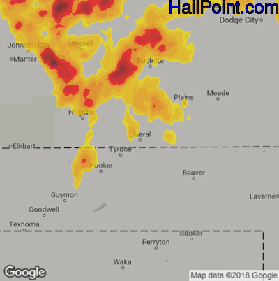 Hail Map for Liberal, KS Region on May 21, 2020
