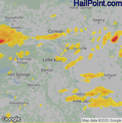 Hail Map for Little Rock, AR Region on May 22, 2020