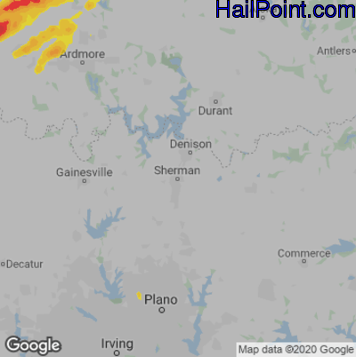 Hail Map for Sherman, TX Region on May 22, 2020
